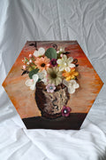 3D Wall Art Flower Vase_ Hexagon shaped Canvas