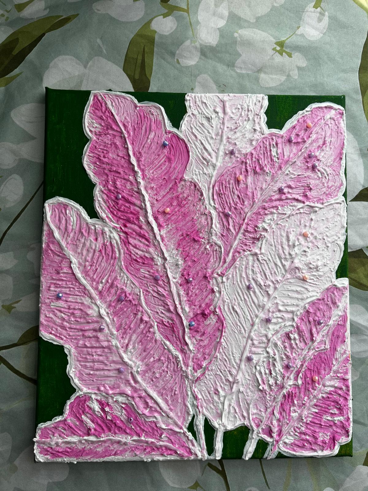 3D hand-painted canvas featuring elegant foliage for a sophisticated look.