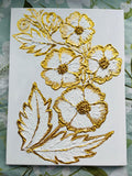 3D canvas adorned with elegant golden flowers, each meticulously hand-painted.