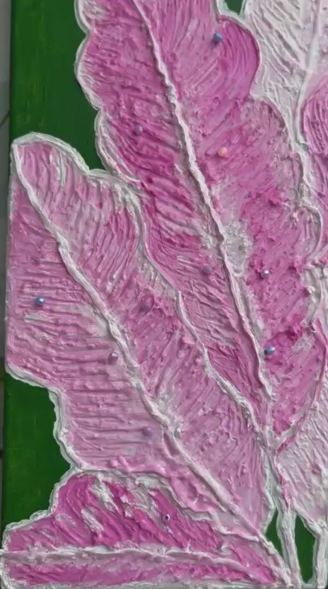3D hand-painted canvas featuring elegant foliage for a sophisticated look.