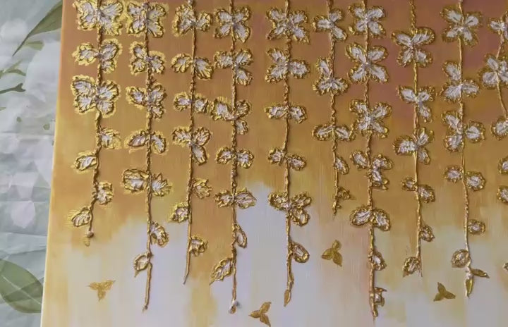 The 3D canvas showcases elegant, hand-painted golden leaf veins.